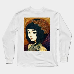 Whirly Girl - Colorful Digital Portrait Long Sleeve T-Shirt